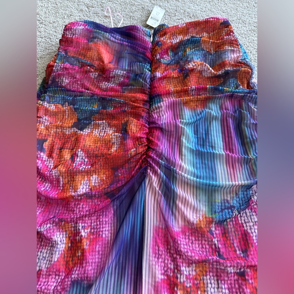 Anthropologie The Soleil Slim Strapless Ruched Mesh Dress XL Lined NWT - Picture 9 of 15